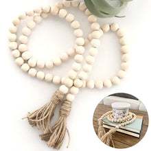 Load image into Gallery viewer, Wood Bead Tassel Garland