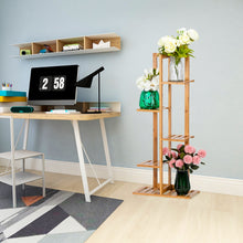 Load image into Gallery viewer, 5 Tier Bamboo Plant Stand